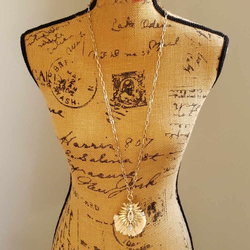 Gold tone long necklace new with tag